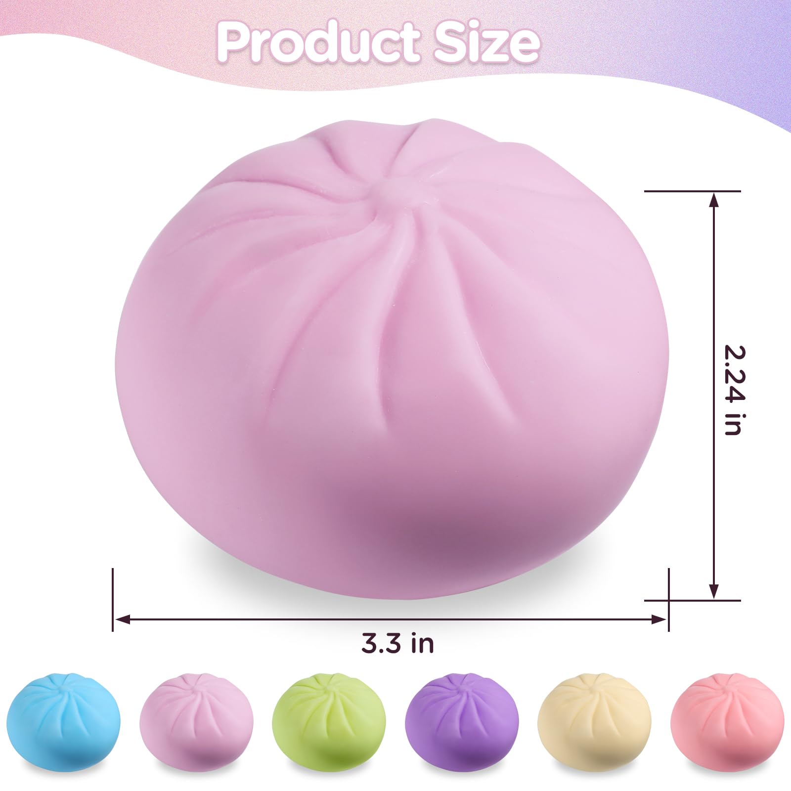 Dumpling Squishy Mystery Box, Viral Squishy Dumpling Toy, Bao Bun Squeeze Stress Relief Fidget Toys for Holiday & Birthday Gifts (Pink) — view 2