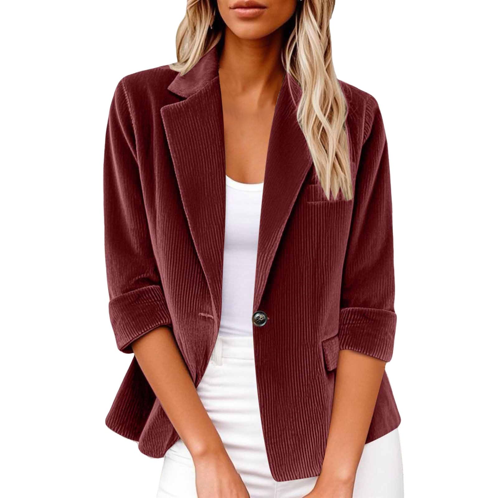 Cocila Veste De Costume DéContractéE en Velours CôTelé pour Femme Couleur Unie Style DéContracté Au Quotidien Manteau en Tendance Veste Femmes Demi Saison Vestes De RandonnéE Femmes Polaire