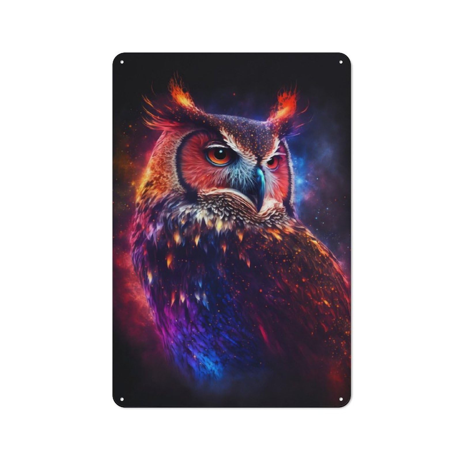 Junmoney Star Owl Metal Wall Sign 30X20cm Featuring For Workshop Wall, Suited To Metal Sign Collectors