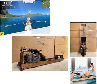 QLXYYFC Premium water rowing machine with water tank app + tablet holder Natural solid wood rowing machine Rower for at home (Color : B, Size : 210x56.5x51cm)