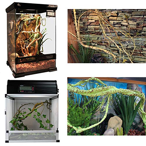 Kathson Reptile Vines Plants Flexible Bendable Jungle Climbing Vine Terrarium Plastic Plant Leaves Pet Tank Habitat Decor For Bearded Dragons Lizards Geckos Snakes Hermit Crab Frogs And More Reptiles thumb #3