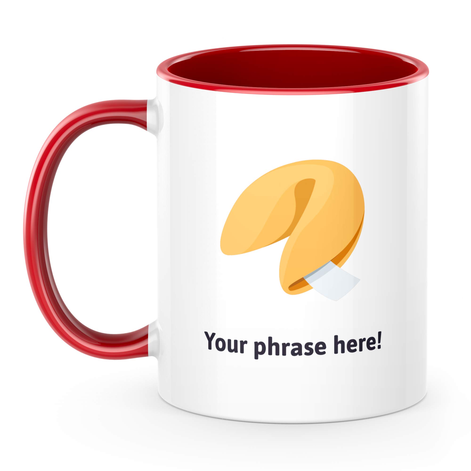 Personalised Emoji 11oz Mug Featuring Fortune Cookie Red