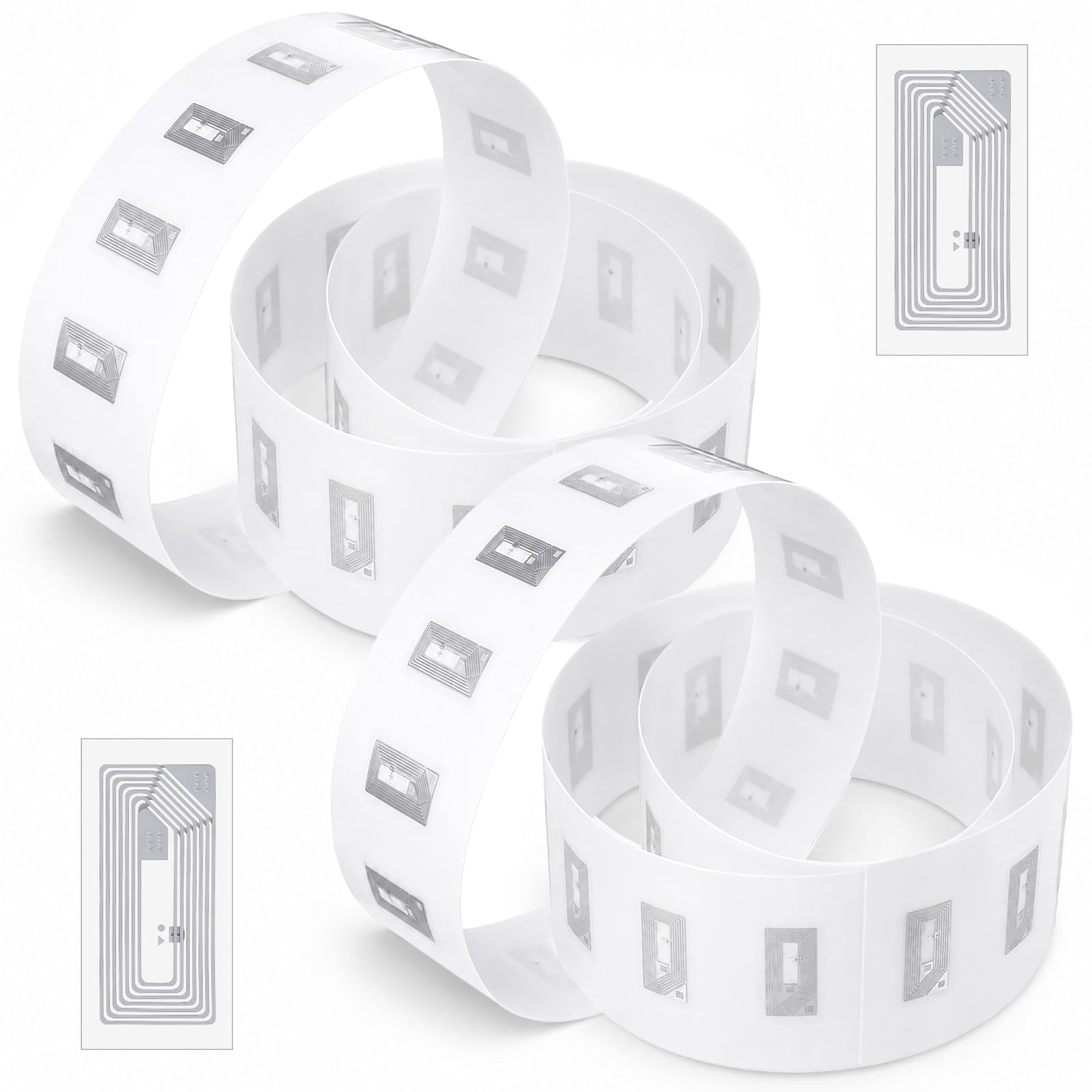 100 sztuk naklejek NFC z chipem NTAG215, przezroczyste znaczniki RFID, programowalne, 504 bajty, chip NFC do wszystkich urządzeń obsługujących technologię NFC, adaptacja amiibo (prostokąt, 11 x 21 mm)