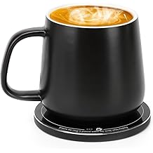 APEKX Warm Cup Coffee Mug Warmer Set - Smart Stable Constant Temperature 131&deg;F, 15W Wireless Charging, 12.8 oz Capacity - Supports USB-C Interface, Automatic Power On/Off Function (4 H). (Black)