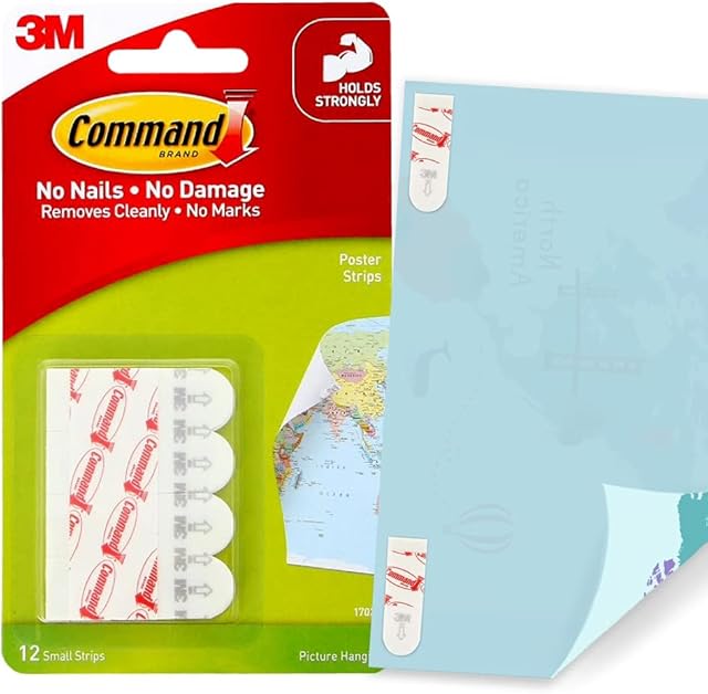 Command 17024 Poster Mounting Adhesive Strips - White, Pack of 12