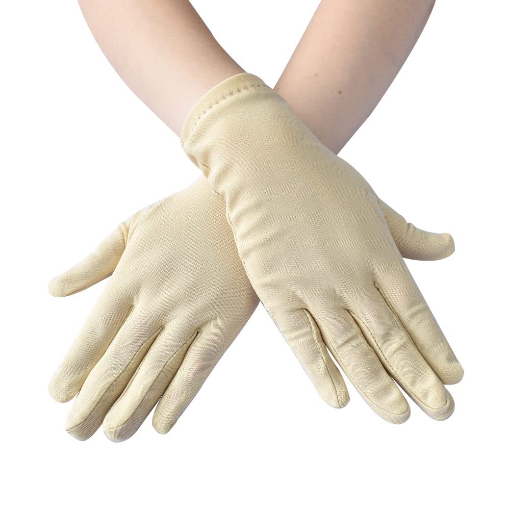 GIVBRO Beige Working Gloves Uniform Gloves Opera Fancy Dress Accessories for Daily Work Service Tuxedo Jewelry Inspection