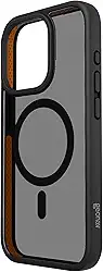 Geonav Capa Anti-Impacto para iPhone 15 Pro Max, TPU flexível nas extremidades, Compatível com o sistema de ímãs MagSafe®, IPI15PMBK, Transparente fosco/Preto