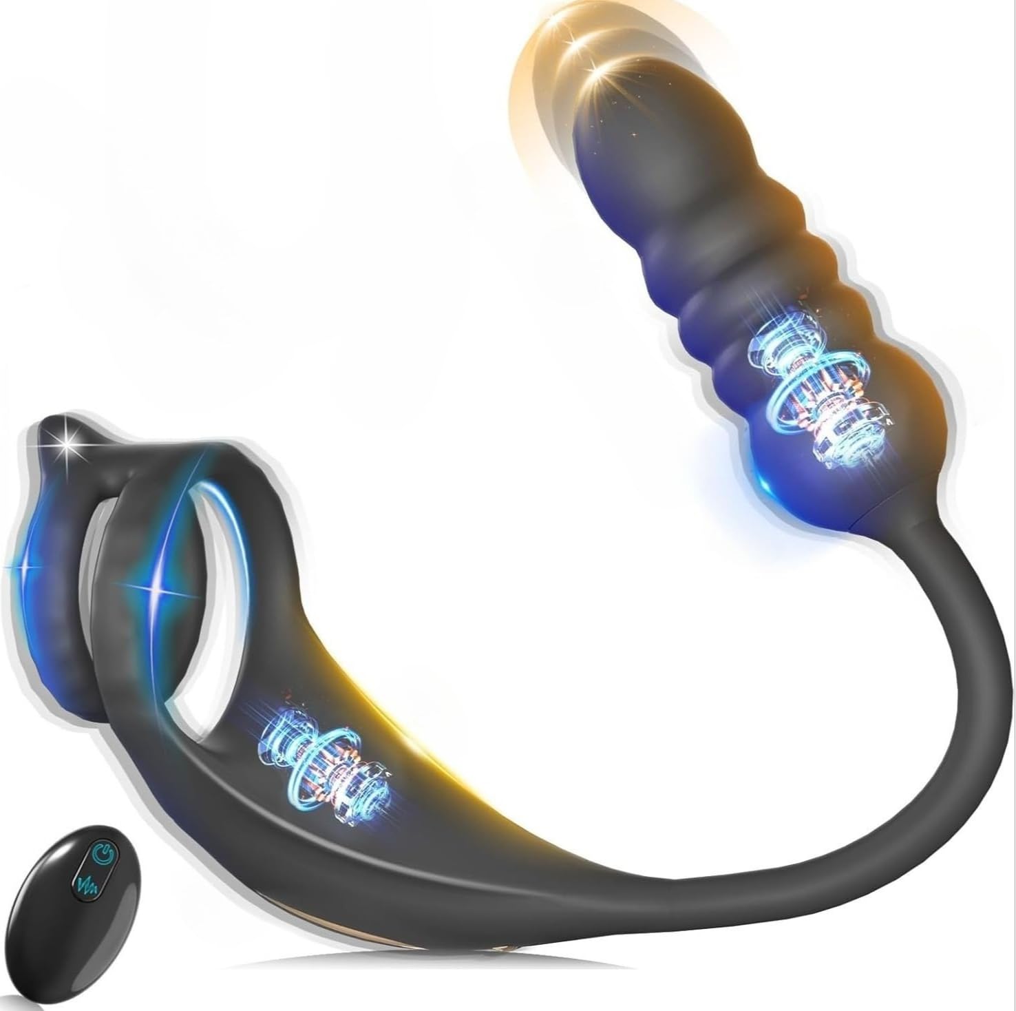 Massaggiatore anale con anello, vibratore anale, anello in silicone di grado medico, 9+9 modalità, morbido ed elastico, resistente e durevole