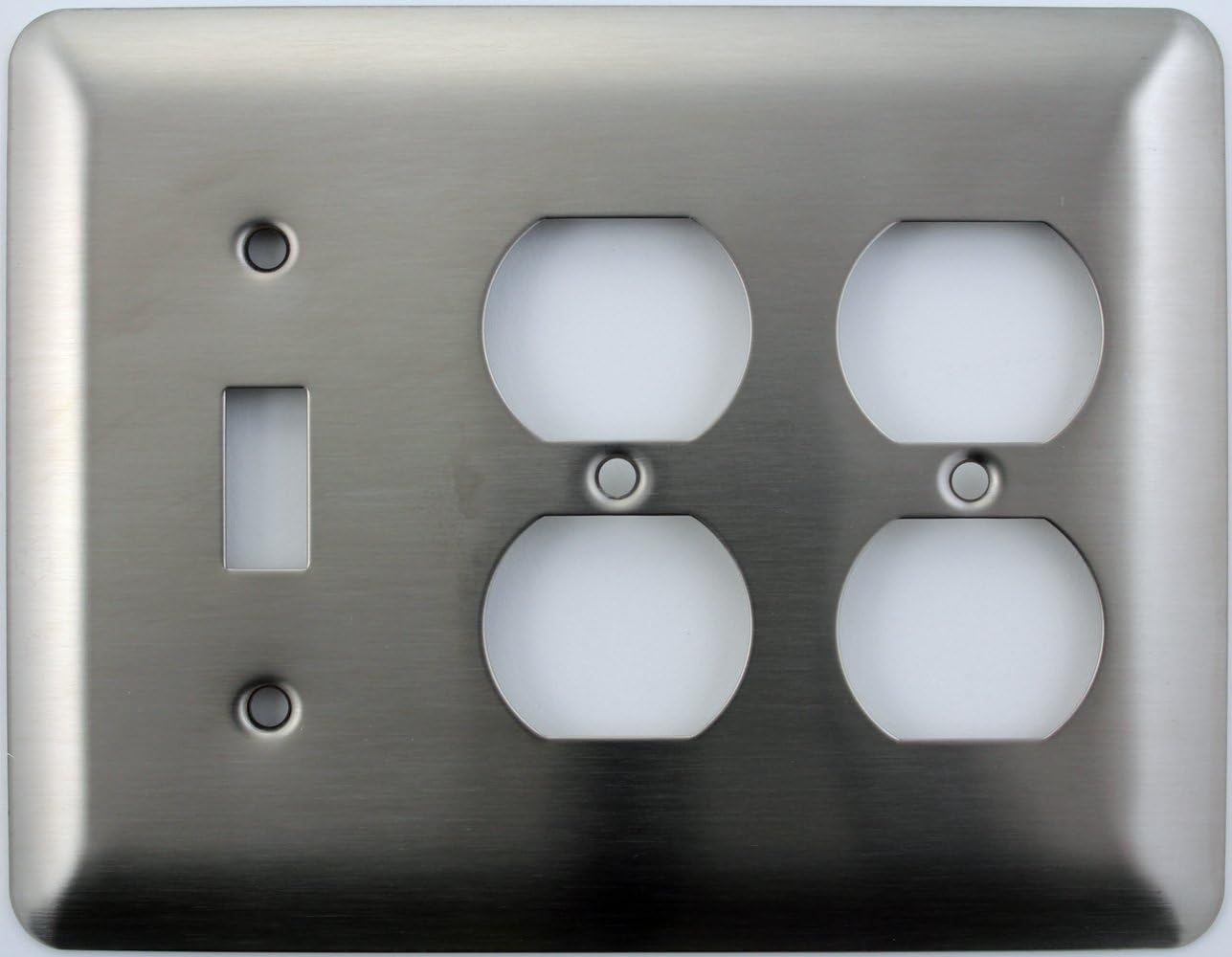 Mulberry Princess Style Satin Stainless Steel 3 Gang Switch Plate - 1 Toggle Light Switch Opening 2 Duplex Outlet Openings