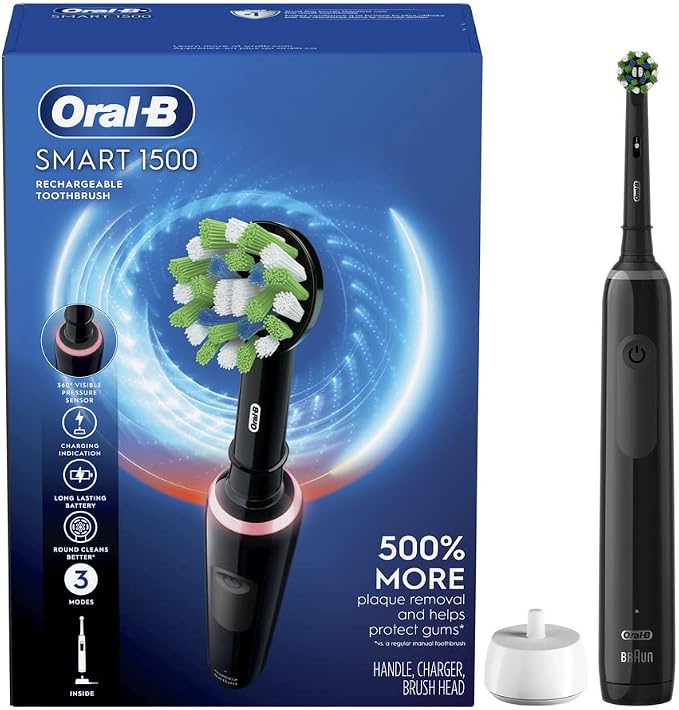 Oral-B Smart 1500 Electric Power Rechargeable Battery Toothbrush, Black