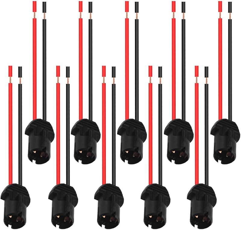 Soquete T10 para Lâmpada LED WMYCONGCONG com Fiação Pré-Montada – Conjunto com 10 unidades