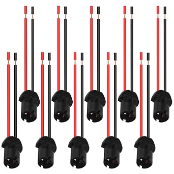 WMYCONGCONG 10 PCS T10 194 Pre-Wired LED Bulbs Female Socket for LED Bulbs Replacement Sockets Adapter T10