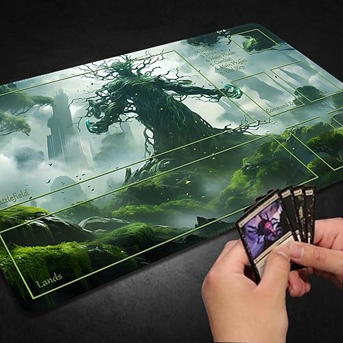 Miniatura 5 de Tapete de juego MTG cosido de alta calidad con zonas y parte trasera de goma antideslizante, tapete de juego TCG para MTG y otros juegos de cartas,