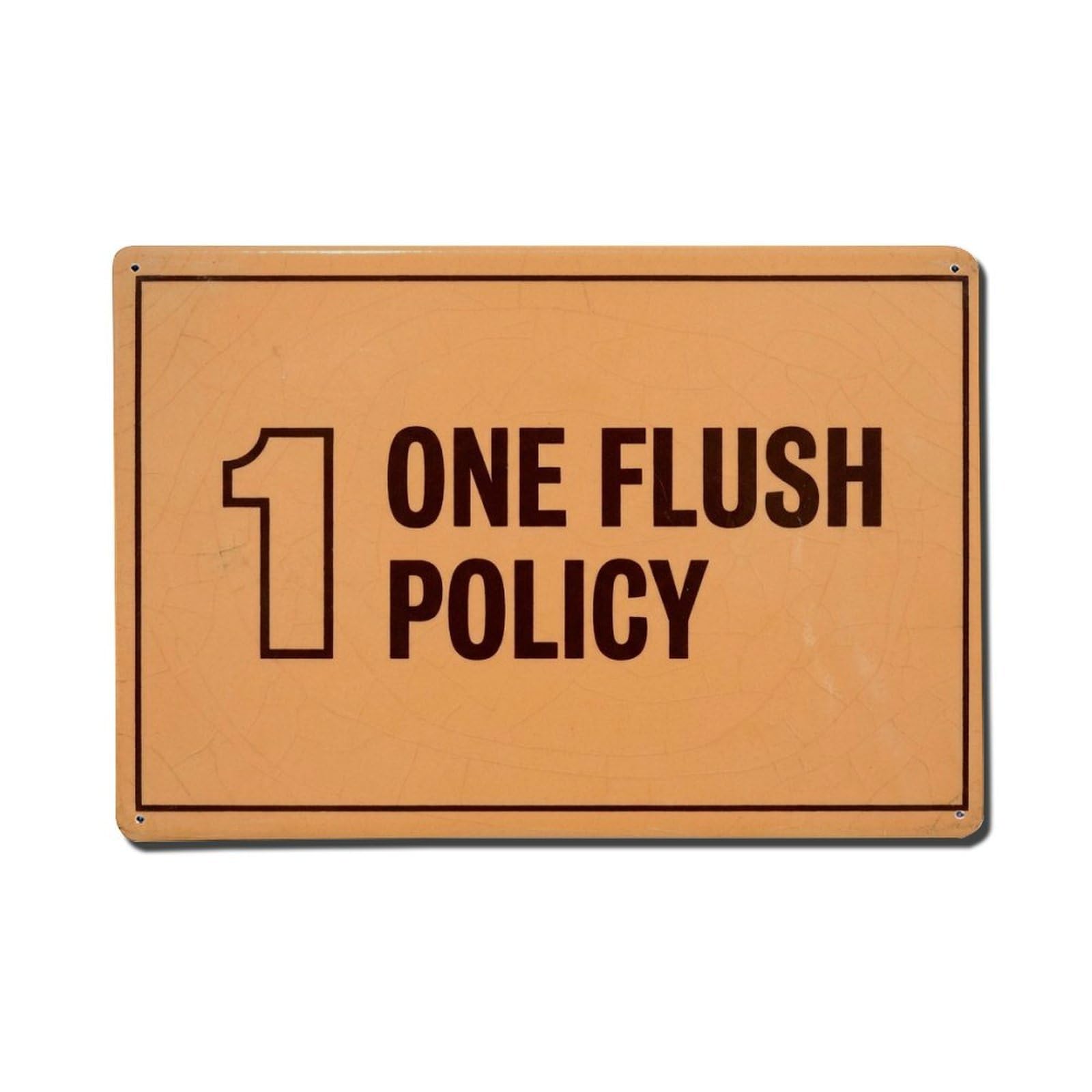 Olhnbad Style One Flush Policy Toilet Quote Text Layout Metal Tin Sign