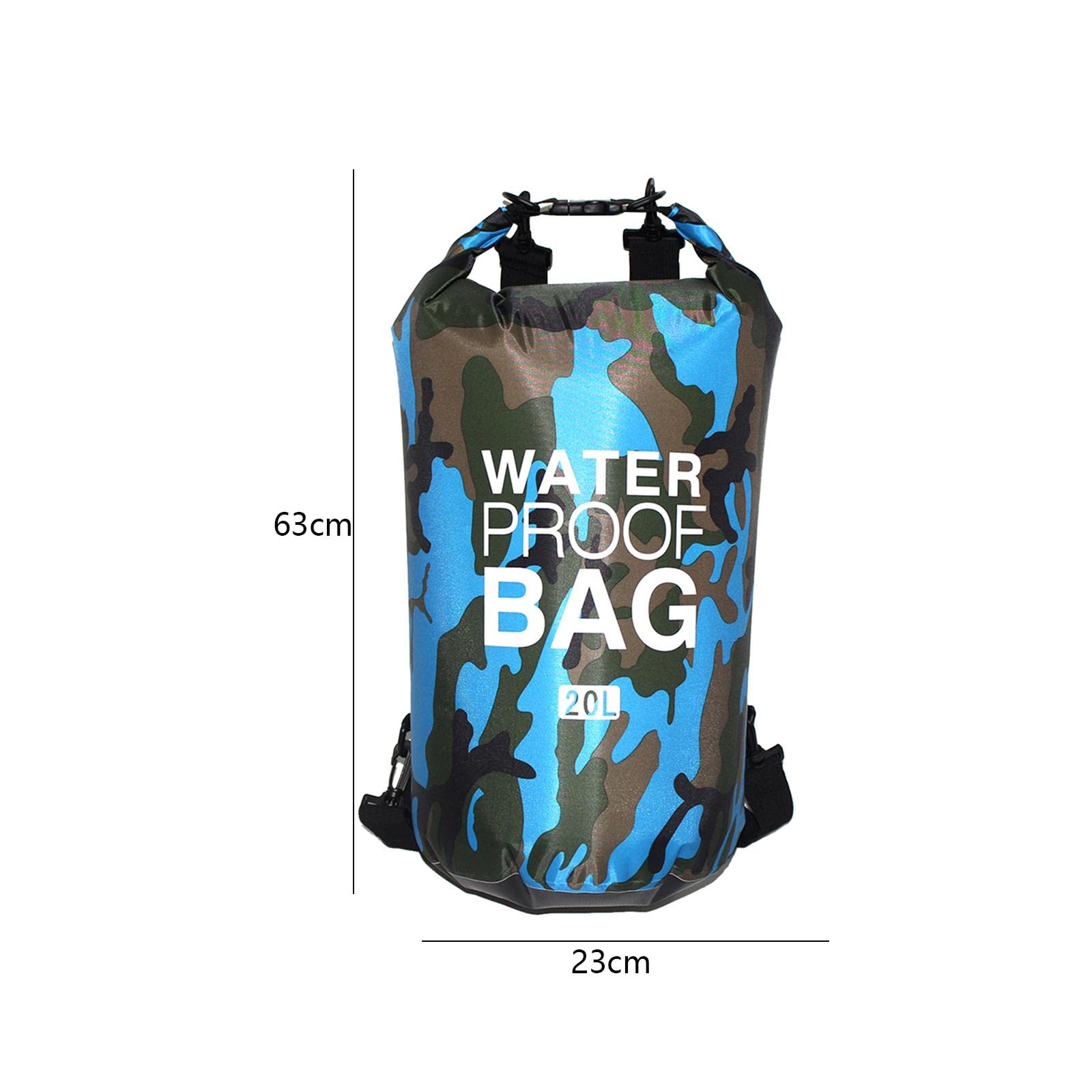 Wasserdichte Tasche mit Schultergurt, Rafting-Tasche zum Schwimmen, Strand, Angeln, 15 l, Camouflage, 3er-Set (Tarnfarbe, 20 l), (20L) UK