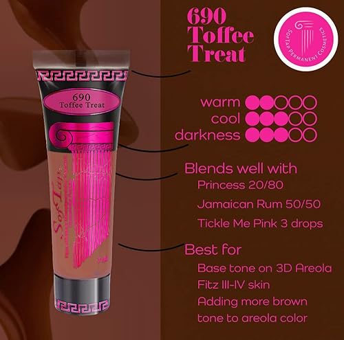 Miniatura 5 de Maquillaje permanente Sinnamon PMU Avanzado areola 3d, rosa, malva, marrón, pezón, pecho, mancha de vino de Oporto, restauración antigua de PMU,