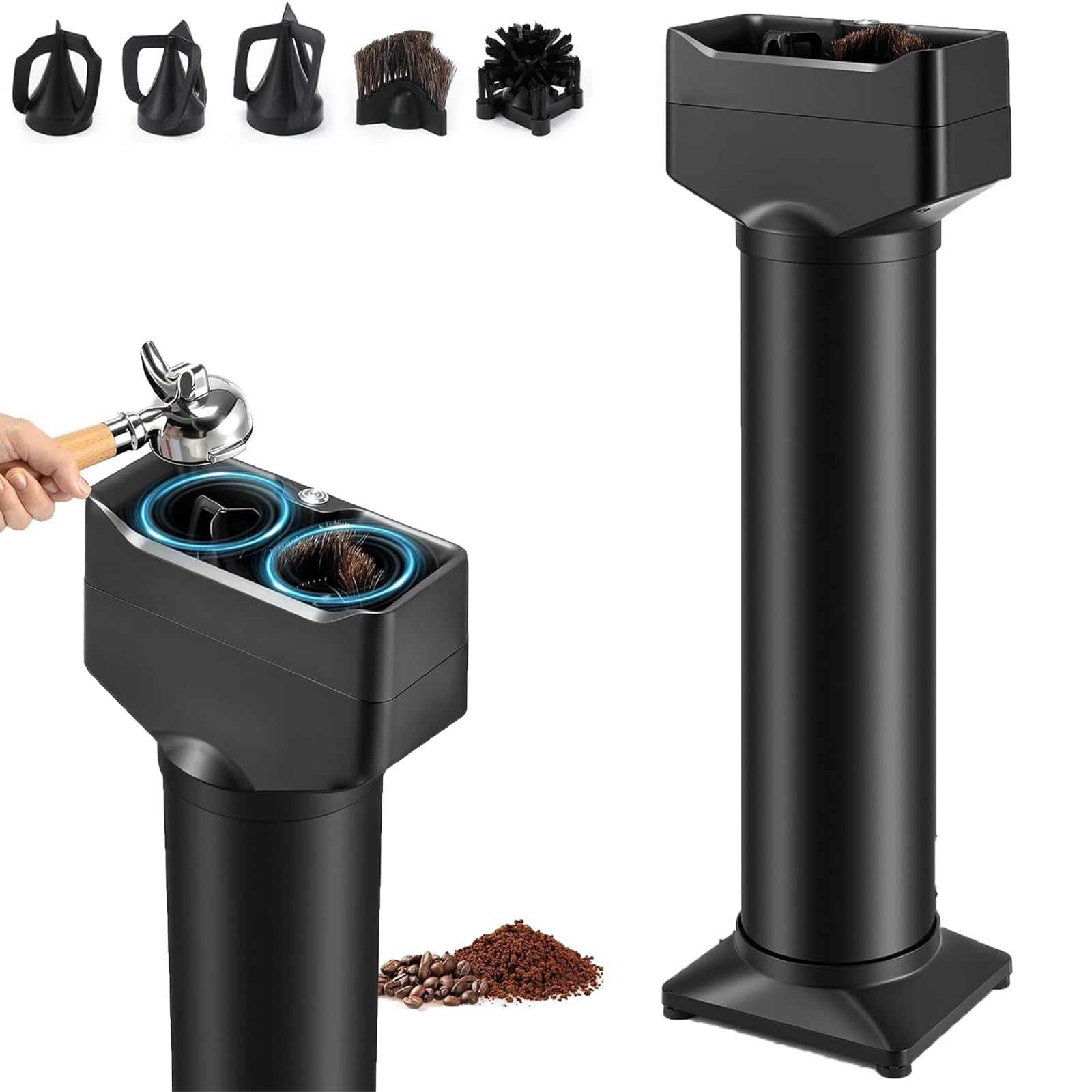 Eiwitany Vertical Automatic Electric Espresso Portafilter Cleaner with Knock Box, Ideal for Household and Commercial Coffee Bar Use (B)