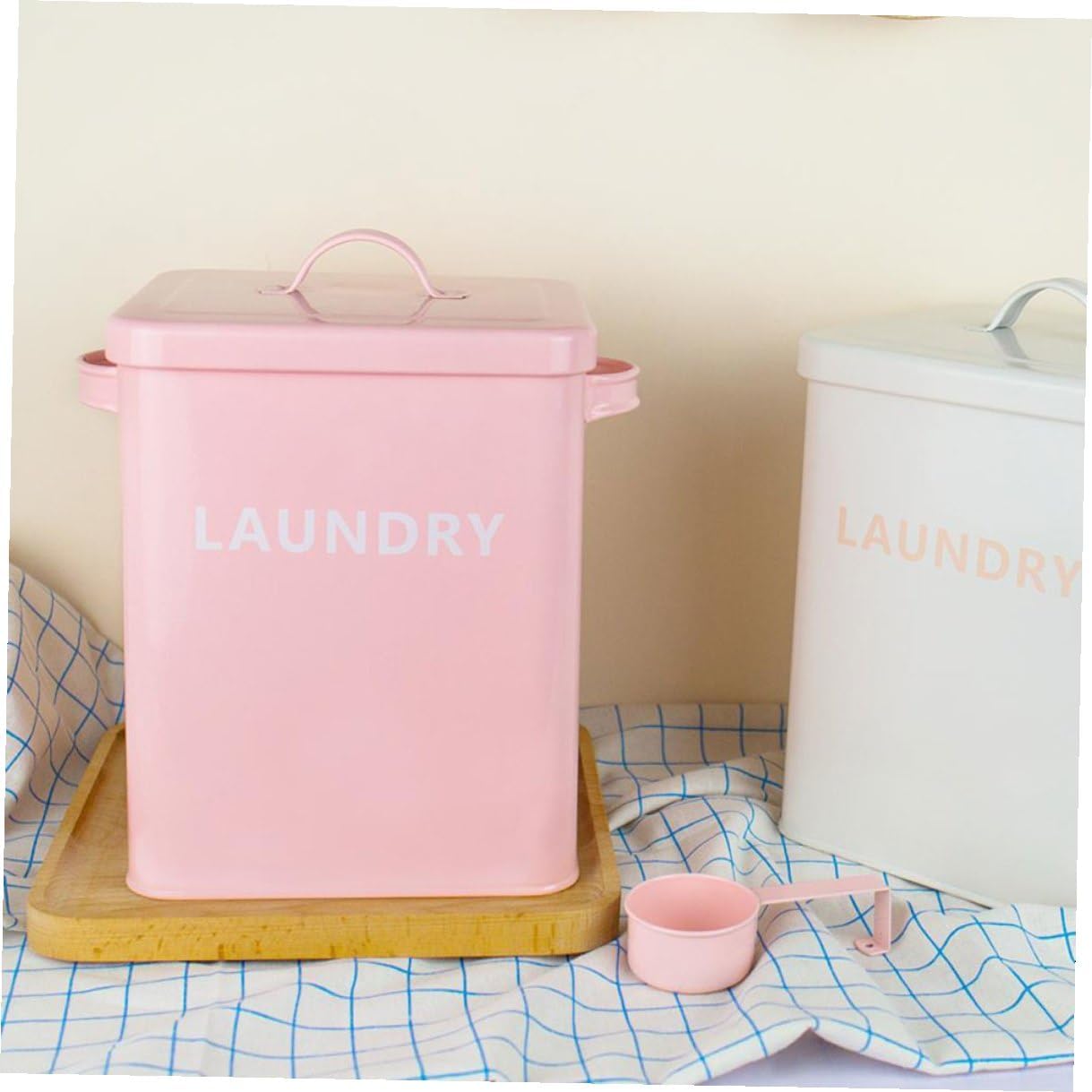 Pet Food Barrel with Measuring Cup Iron Sealed Large Capacity Food Storage Bucket Moisture-proof for Dog and Cat Household Use Pink