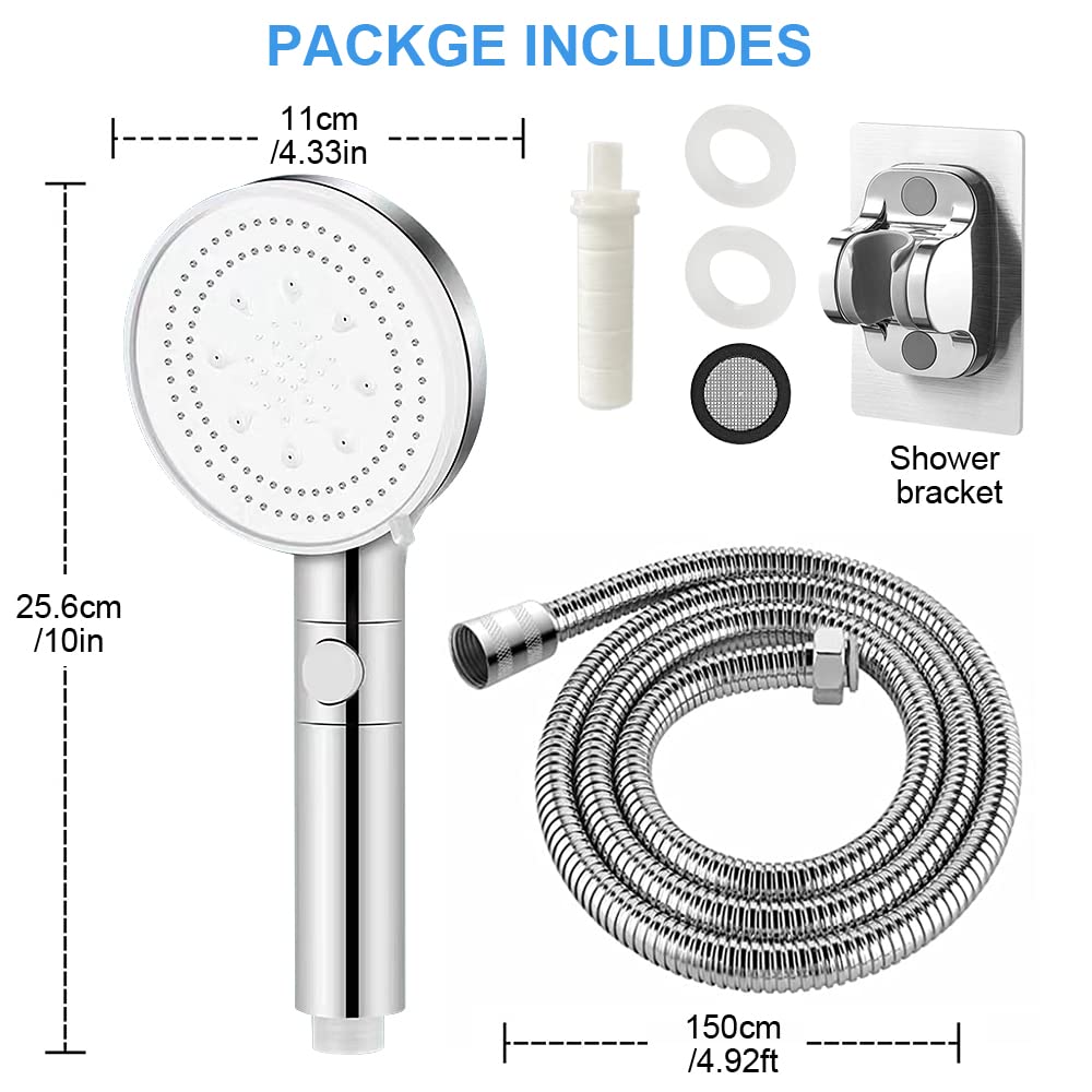 CECIPA Pommeau De Douche,Pommeau Douche Anti Calcaire,Douche Haute Pression Avec 3 Jets,Douchette Avec Interrupteur,Pommeau De Douche Economie D'eau,Douchette Douche Salle De Bain Universel NUBES