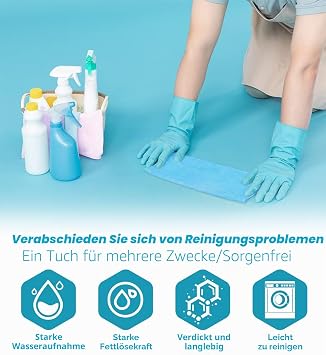 Microfibre Cloths Series 2100 (33 x 33 cm) Super Soft Highly Absorbent Cleaning Cloths for Kitchen Reusable Lint-Free Machine Washable Blue (Pack of 24)