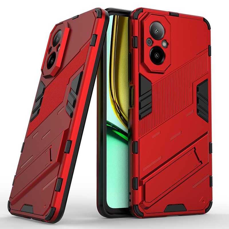 GOKEN Cover Per Realme C67 4G: Custodia Armor Con Anello Metallico 360° E Protezione Scivolo Per Fotocamera - Nero