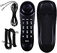 Vista 4 de Teléfono de color negro delgado para pared o escritorio con memoria