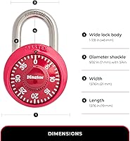 Vista 5 de Master Lock 1530T - Candado de combinación para casillero, 2 unidades (paquete de 1), los colores pueden variar