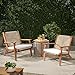 Hometopia Outdoor Gartenstühle 2er Set Holz, Gartensessel mit Geflochtener Seilrückenlehne und Kissen für Terrasse, Balkon und Garten Bis 150 kg Belastbar in Natur 64 x 73 x 73 cm