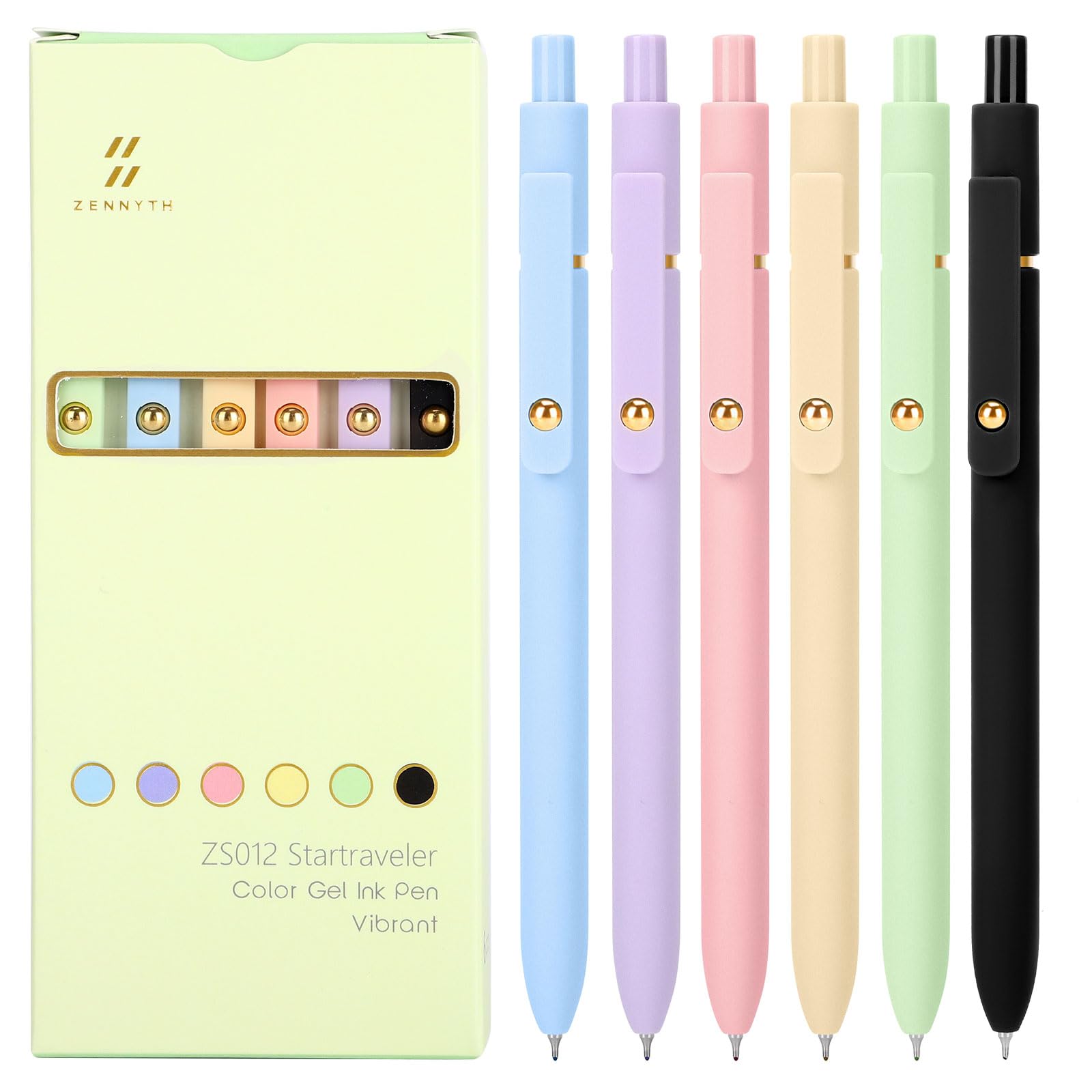 Ddaowanx Colorful Gel Pens, 0.5mm Fine Point Retractable, Cute Pens with Colored Writing and Sketching, Nursing School Essentials,School Supplies, Gifts for Nurse (12Pcs-Aesthetic Colors) — image 1