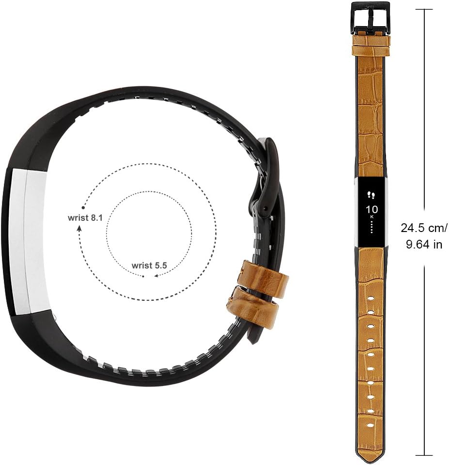POY Replacement Bands Compatible for Fitbit Alta and Fitbit Alta HR, Genuine Leather Wristbands, Bamboo