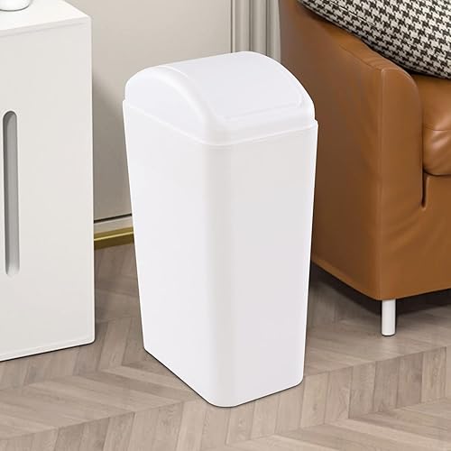 Miniatura 4 de Esdiplot - Cubo de basura de plástico de 3.5 galones con tapa abatible superior, tapa abatible delgada, papelera