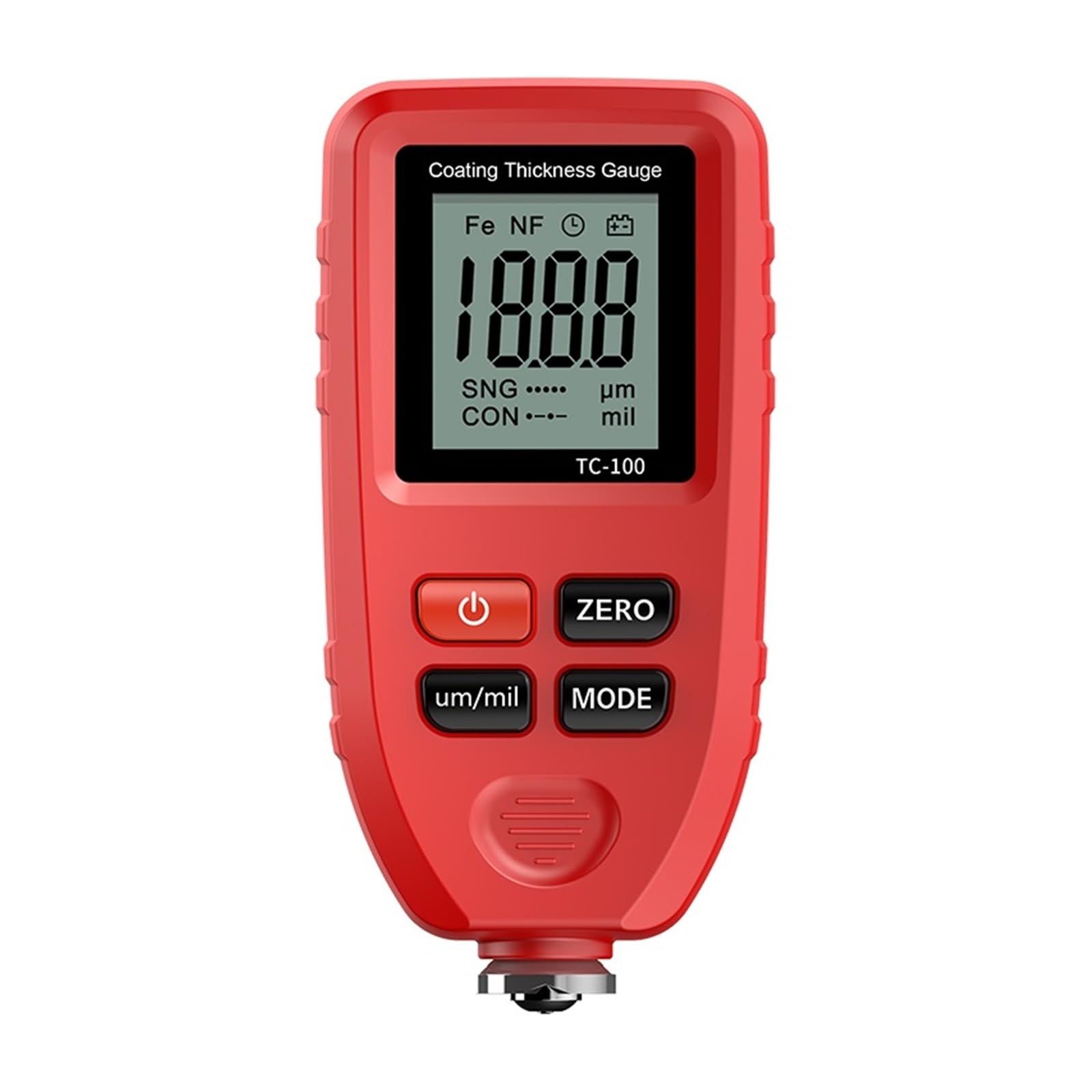 Farbdickenmessgerät TC100 Weiß Autolack Beschichtung Dicke Gauge Film Tester Messen Farbe Werkzeug | Red with battery