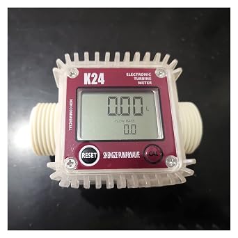SURRYN Ultrasonic Flow Meter Digital K24 Turbine Digital Die-sel Fuel Flow Meter for Measuring Tools Chemicals Water Sea Liquid Flow Meter Sensor Transducer AccessoriesColorRed Horizontal