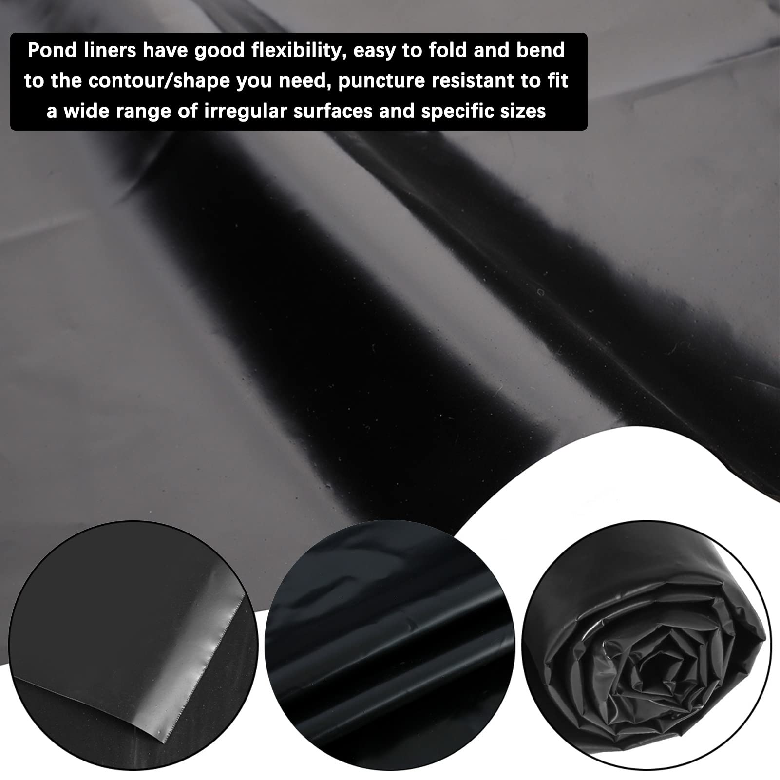 Rivestimento per laghetto – Membrana impermeabile flessibile in HDPE resistente da 0,3 mm per stagni di pesci, giardini acquatici, banchi di ruscelli e soluzioni paesaggistiche