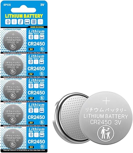 CR2450 - Batería de litio de 3 V, botón electrónico de celda de moneda para juguetes, calculadoras, relojes (paquete de 5)