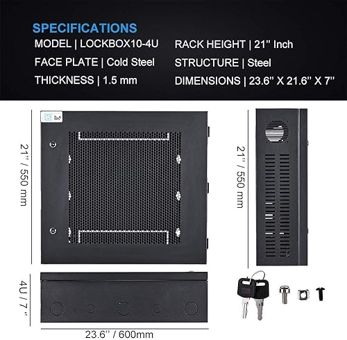 Miniatura 5 de Kenuco Caja de seguridad de acero de calibre 16 resistente DVR y Swing Open Top 24 '' x 21 '' x 7 '' - (negro)