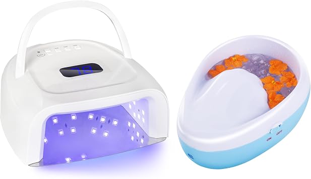 60W Cordless UV LED Nail Lamp & Electric Bubble Nail Soaking Bowl