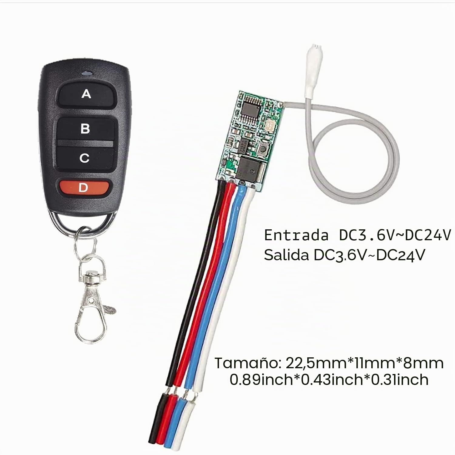 QIACHIP 433MHz DC 3.6V 5V 12V 24V 1 Canal Relé Inalámbrico Seguro Interruptores de control remoto RF Kit de transmisor y receptor, modo de retardo de palanca momentánea