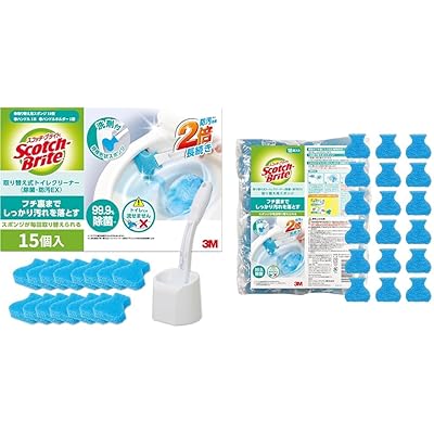 スリーエム(3M) 【取替用セット】【Amazon.co.jp限定】3M トイレ掃除 トイレブラシ 除菌・防汚EX 使い捨て スポンジ 洗剤付 本体 取替15個 …