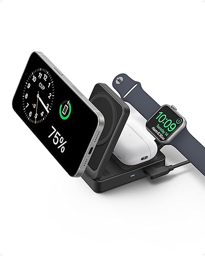 Miniatura 7 de Anker MagGo - Estación de carga 3 en 1 para iPhone 17, soporte de cargador inalámbrico compatible con MagSafe, cargador plegable de 15 W certificado