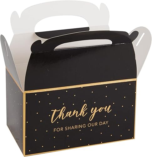 Miniatura 5 de Sparkle and Bash Cajas a dos aguas negras y doradas para tarta de cumpleaños, paquete de 24, 6.3 x 3.5 x 3.5 pulgadas, cajas de agradecimiento