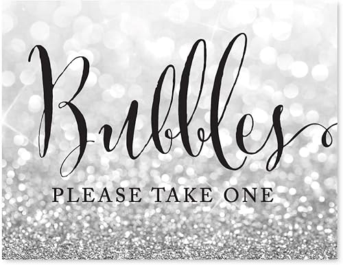 Miniatura 63 de Andaz Press Letreros de fiesta de boda, purpurina plateada brillante, 8.5 x 11 pulgadas, letrero de mesa de postre de recepción de barra de Food