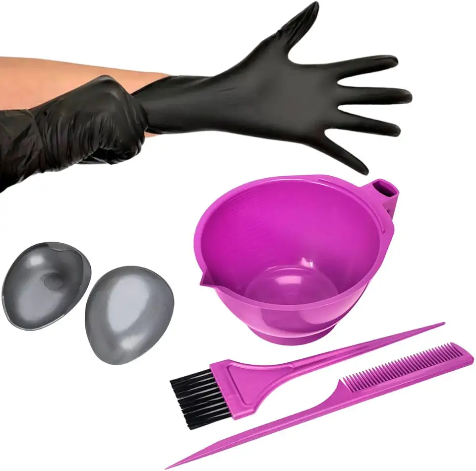 Kit Tintura Coloração Tigela Pente Luva Protetor de Orelha