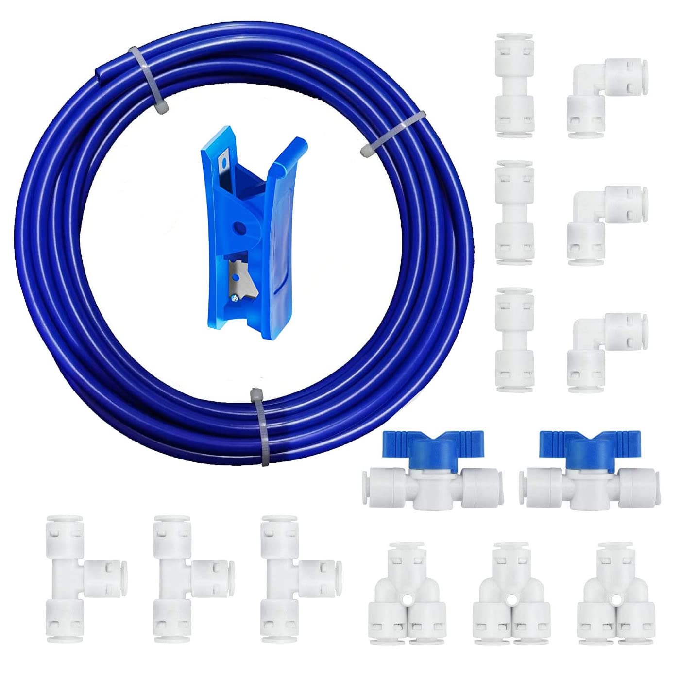 Kit Raccordement Eau 10m Bleu - Tuyau 3/8 + Coupe-tube, Pour Osmoseur, Réfrigérateur