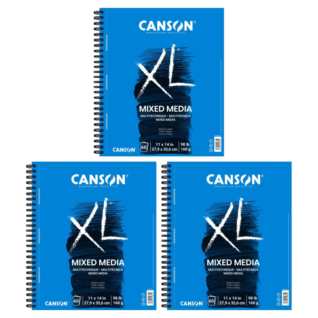Canson XL Series Mix Media Pad 27.9 cm x 35.6 cm, paquete de 3