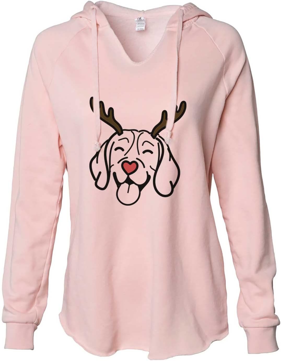 Red Nose Reindeer Christmas Beagle - Women's Cali Wave Hooded Sweatshirt
