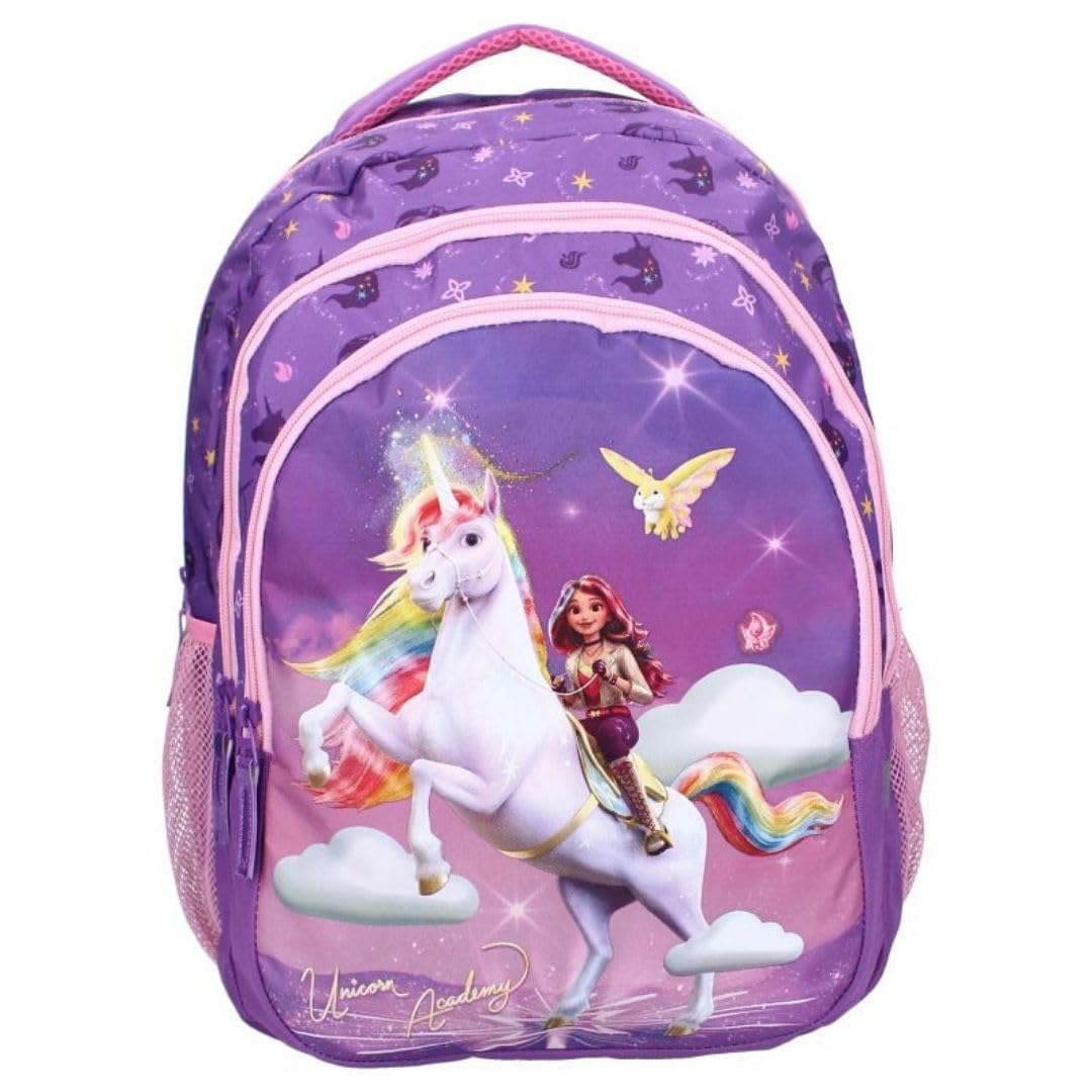 mybagstory Zaino da ragazza Unicorn Academy | Zaino da scuola Sophia e Wildstar Violet | 3 scomparti spaziosi con spallacci imbottiti, ideale per primaria e tempo libero dai 6 anni