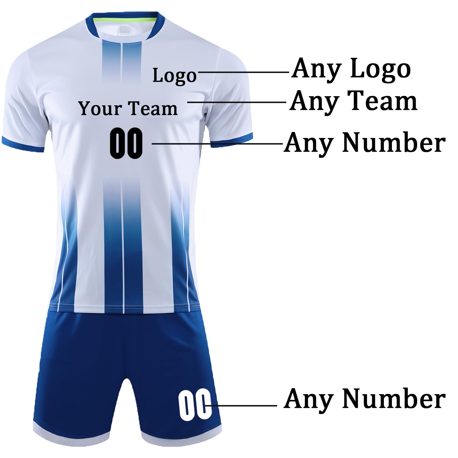 Custom Soccer Jersey Sports Team Training Soccer Uniforms Personalized Name Number Logo Soccer Jerseys for Kids Youth Men