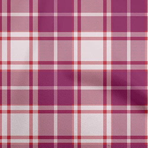 oneOone Cotton Cambric Dark Magenta Fabric Check Plaid Quilting Supplies Print Sewing Fabric By The Yard 42 Inch Wide