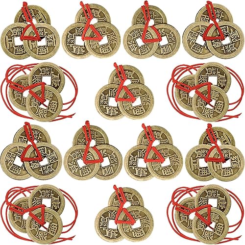 Motanar Lot de 100 pièces de monnaie chinoises porte-bonheur Feng Shui I- Ching de 2,5 cm